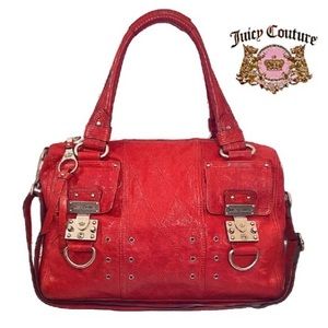 Juicy Couture Genuine Leather push lock Shoulder laptop messenger Red Bag large